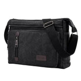 Sac en bandoulière en toile noir de trois quarts