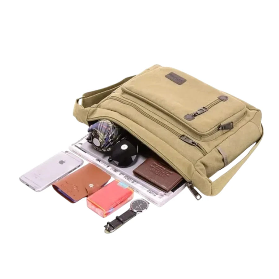Sac en bandoulière en toile rempli