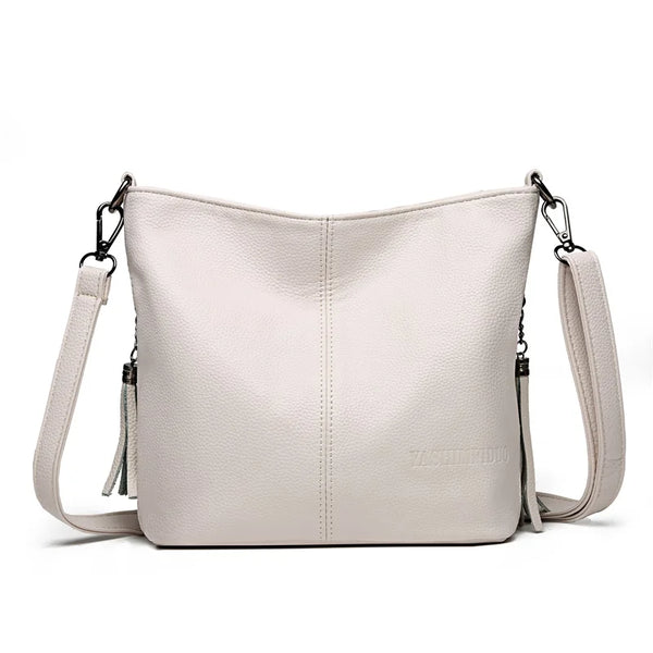Sac bandoulière femme en cuir blanc
