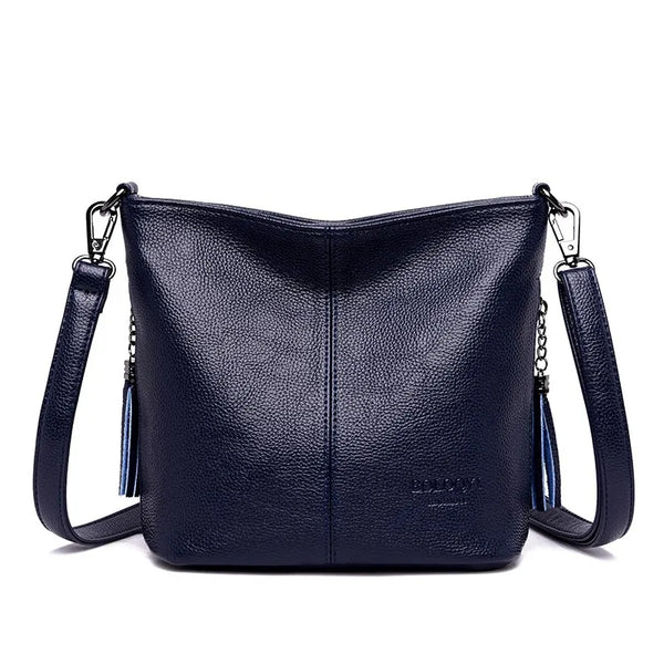 Sac bandoulière femme en cuir bleu marine