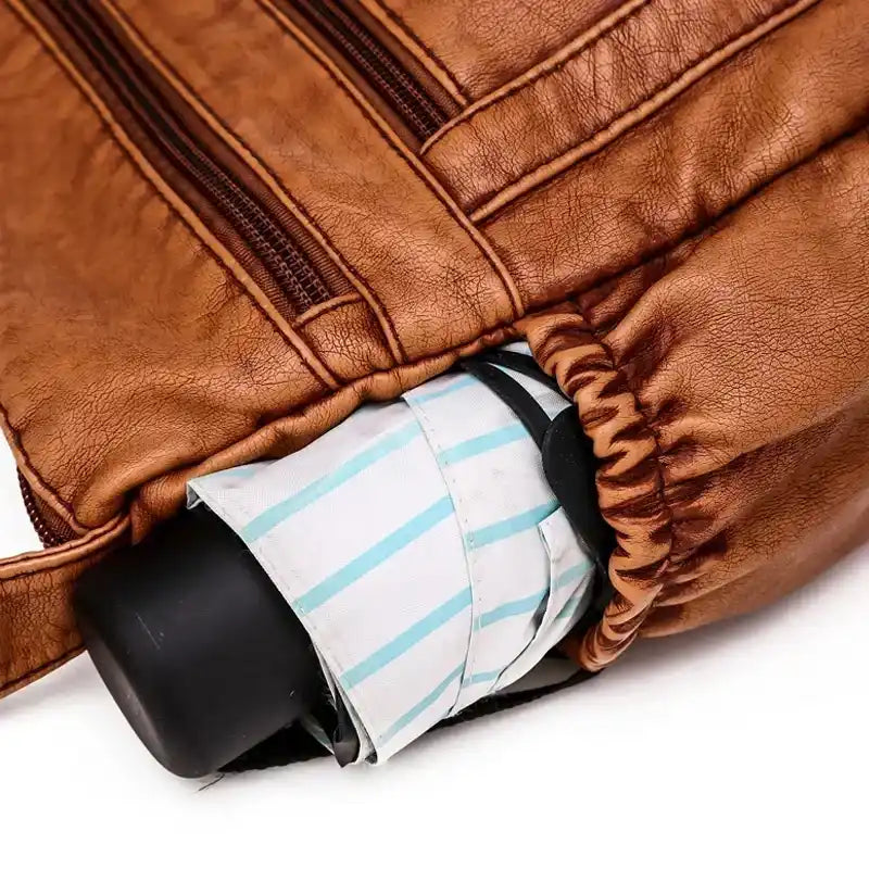 Sac bandoulière femme en cuir camel poche latérale