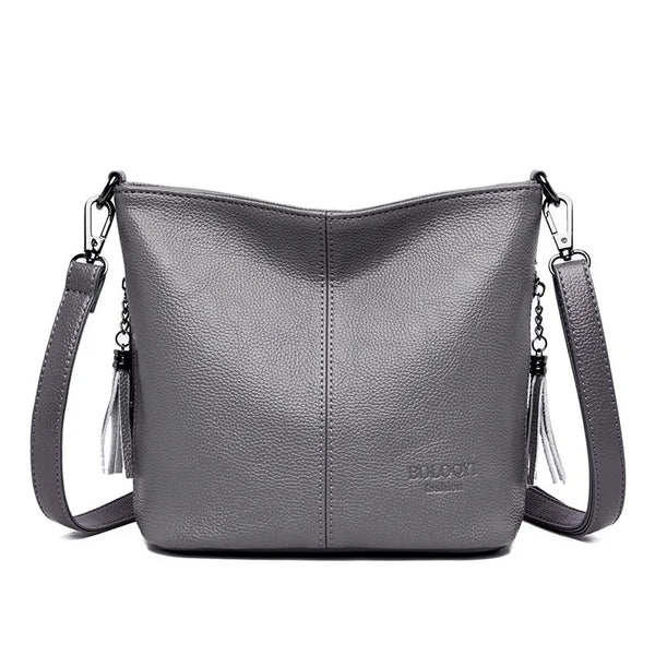 Sac bandoulière femme en cuir gris