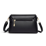 Sac bandoulière femme cuir noir motif feuille dimensions, vue arrière