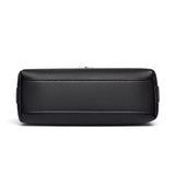 Sac bandoulière femme cuir noir motif feuille, vue de dessous