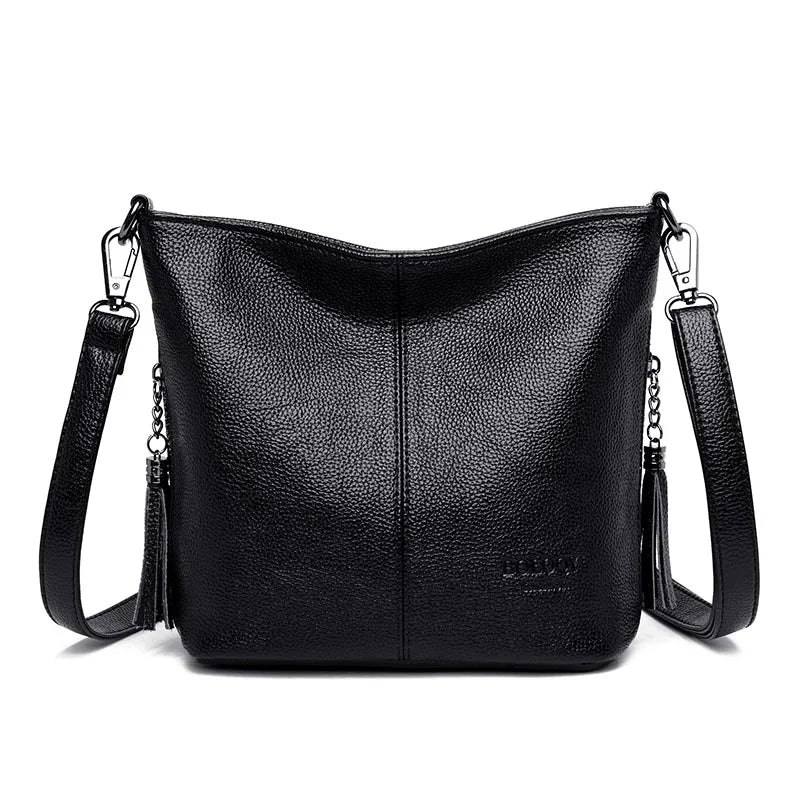 Sac bandoulière femme en cuir noir