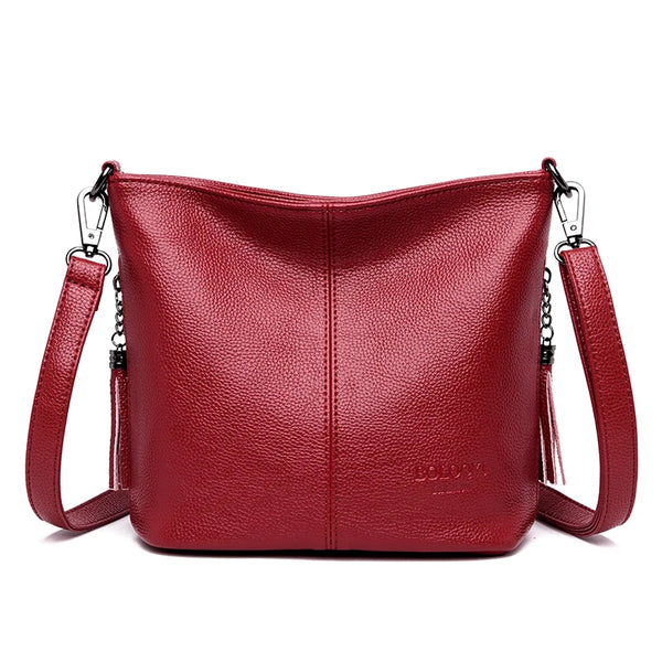 Sac bandoulière femme en cuir rouge