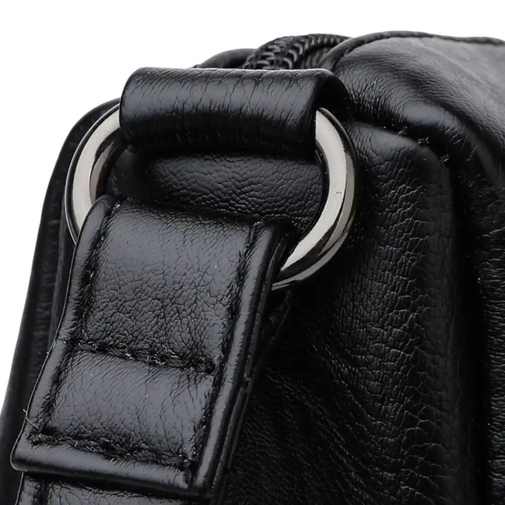 Sac bandoulière femme en cuir souple détails