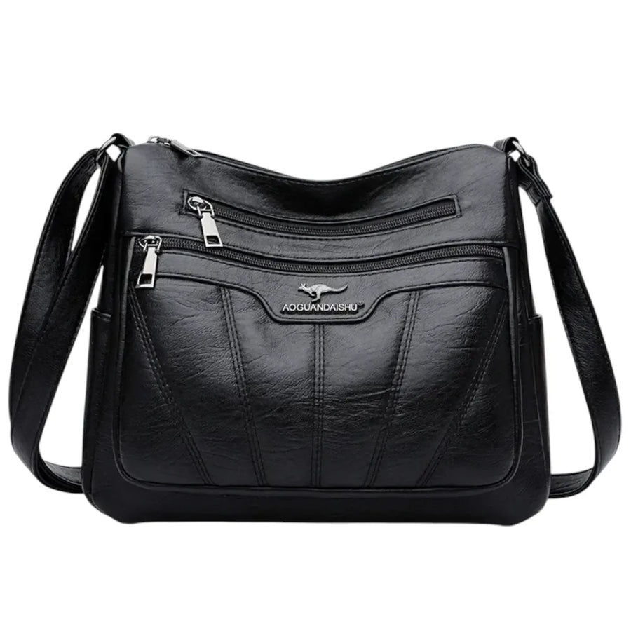 Sac bandoulière femme en cuir souple noir