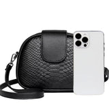 Sac bandoulière femme en cuir véritable, comparaison avec un téléphone