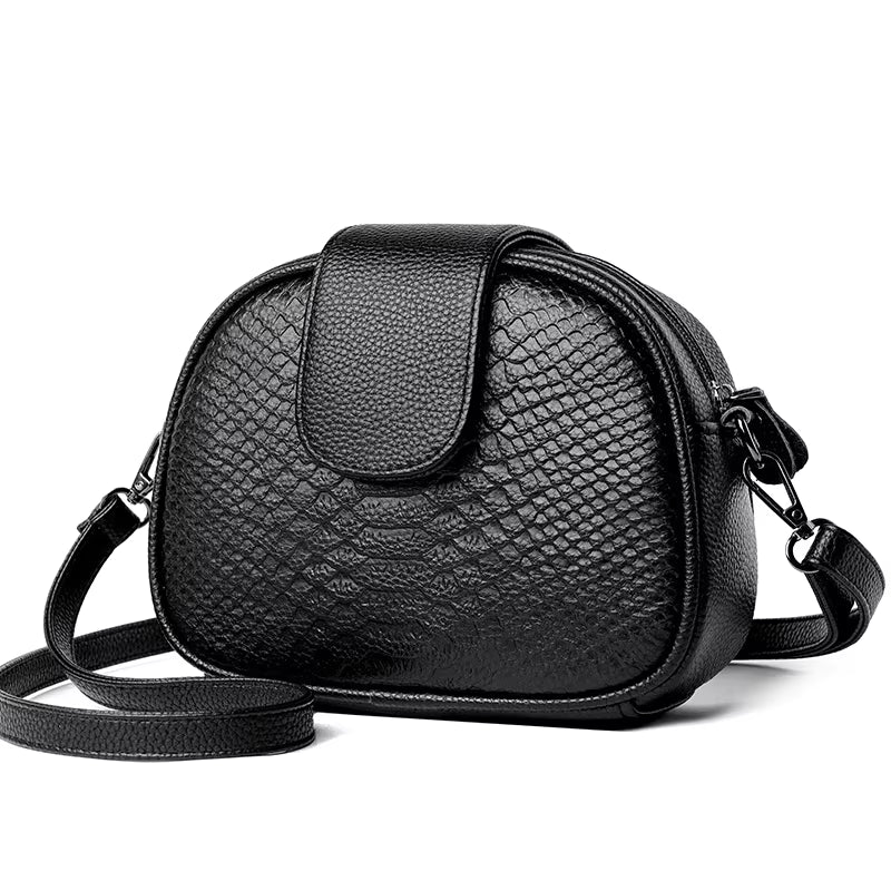 Sac bandoulière femme en cuir véritable, vue de trois quarts