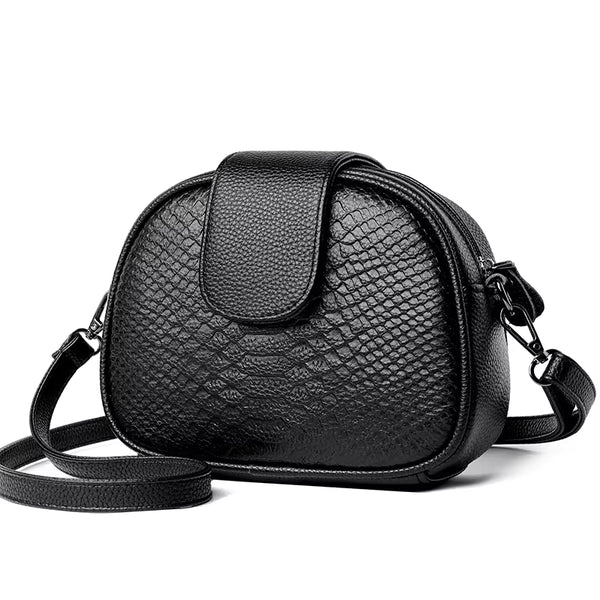 Sac bandoulière femme en cuir véritable, vue de trois quarts