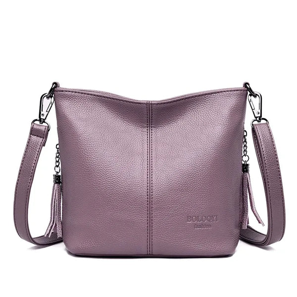Sac bandoulière femme en cuir violet