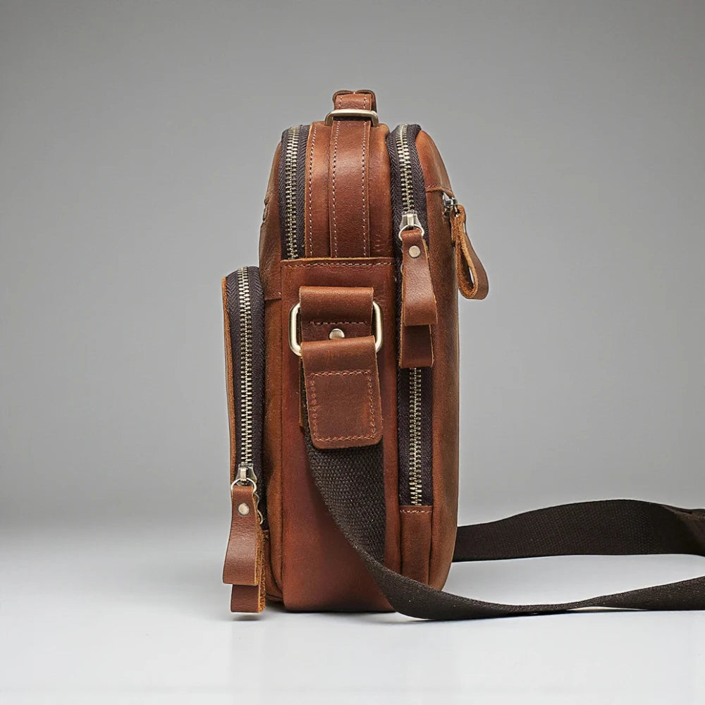 Sac bandoulière pour homme en cuir véritable
