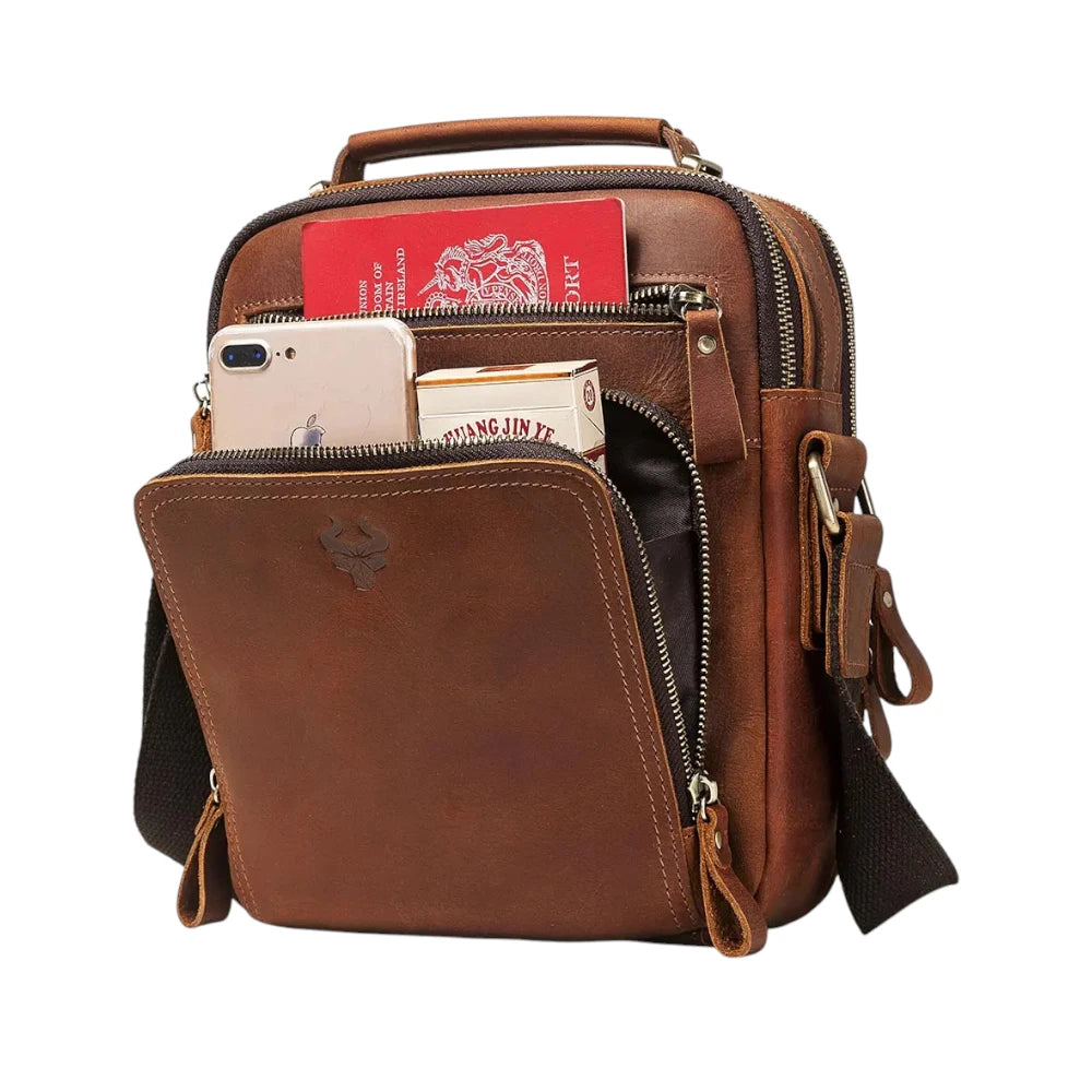 Sac bandoulière pour homme en cuir véritable