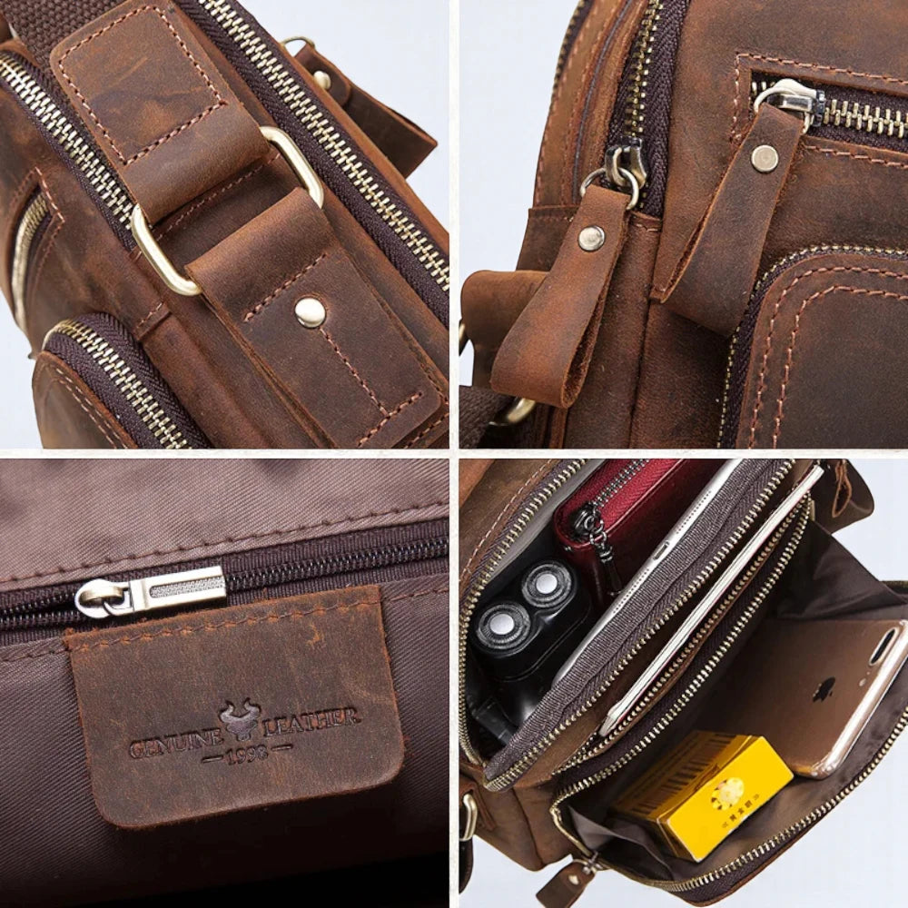 Sac bandoulière pour homme en cuir véritable