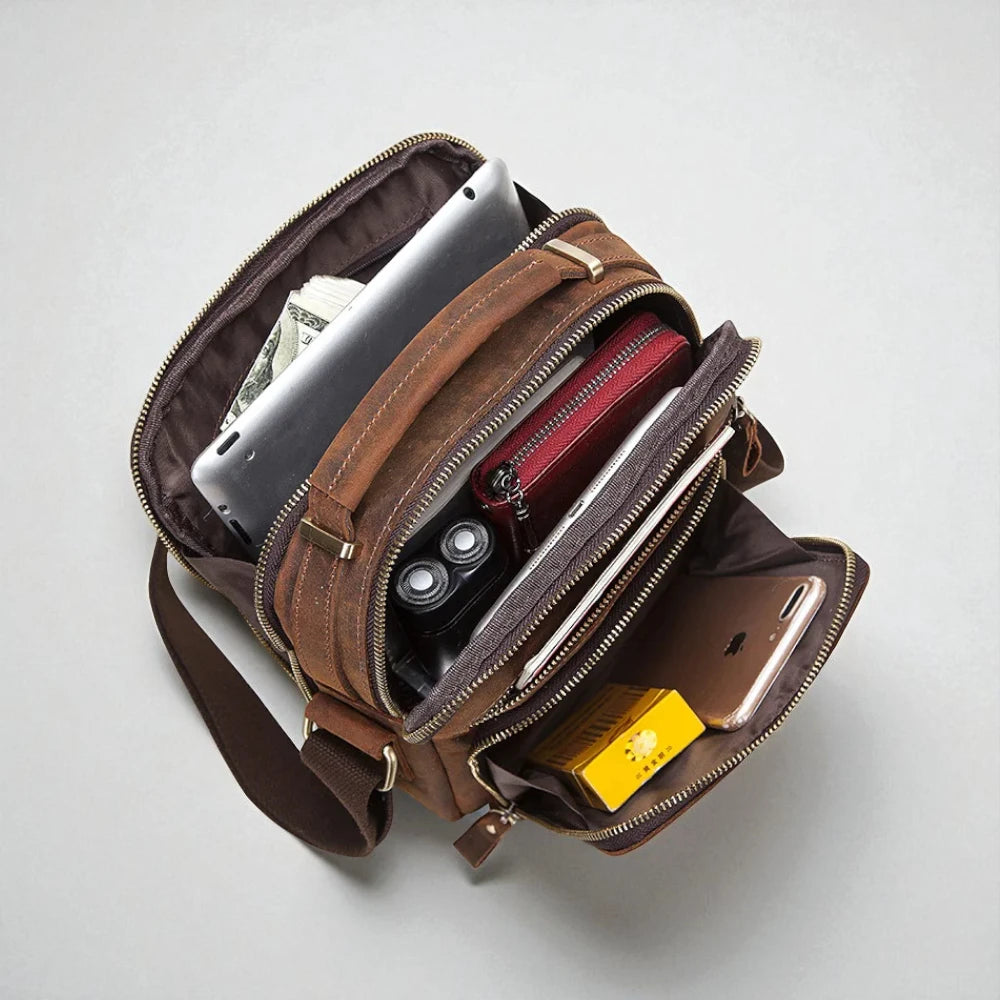 Sac bandoulière pour homme en cuir véritable