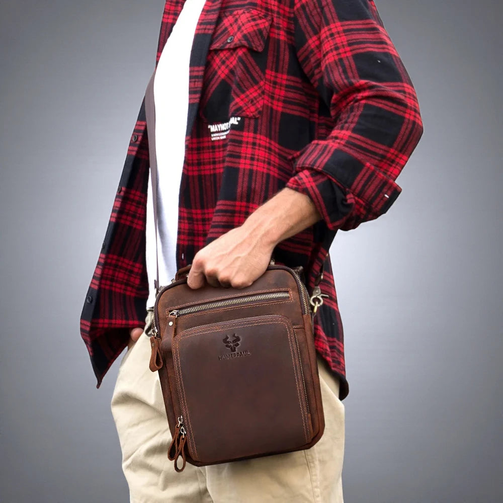 Sac bandoulière pour homme en cuir véritable