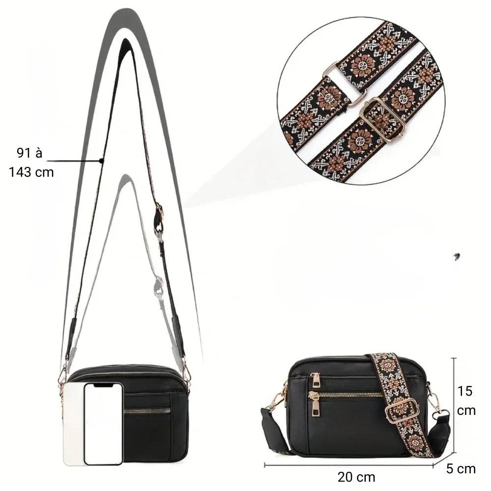 Sac en bandoulière à motifs pour femme dimensions