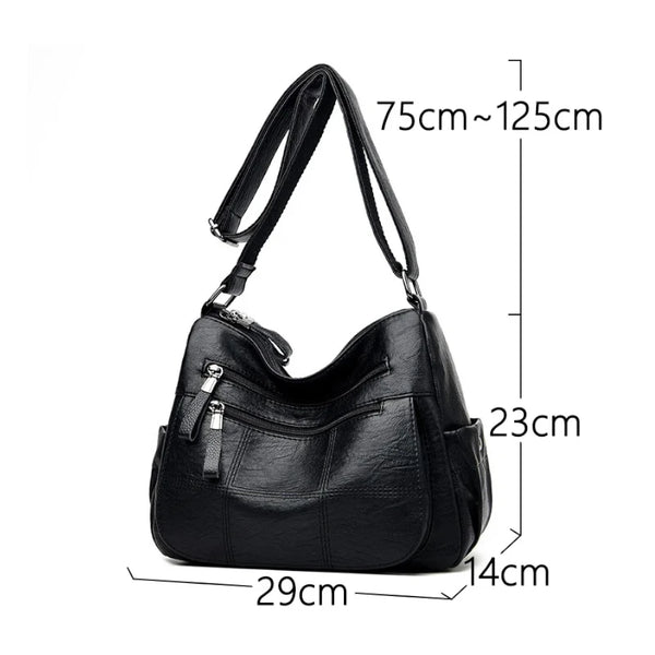 Sac bandoulière noir femme avec surpiqûres dimensions