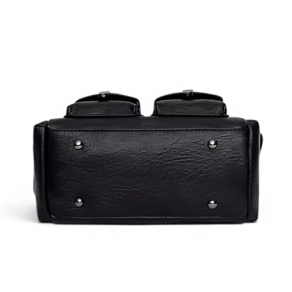 Sac bandoulière original rétro vintage noir, vue de dessous