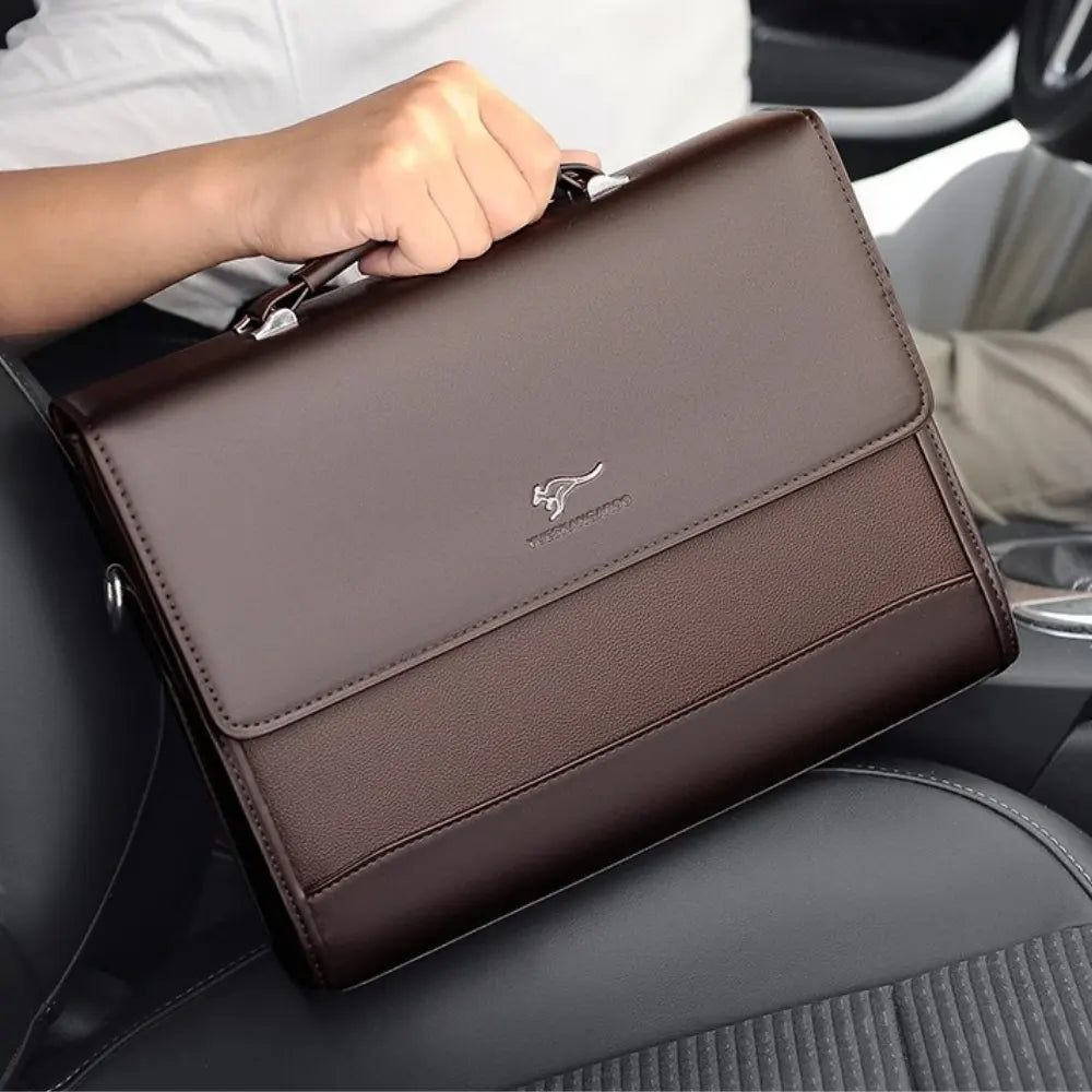 Sac bandoulière porte-documents en cuir marron pour homme d'affaire