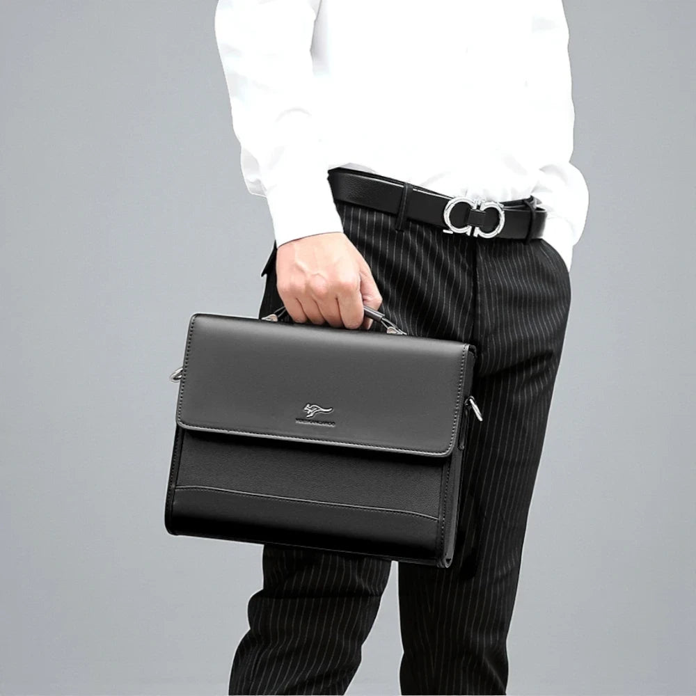 Sac bandoulière porte-documents en cuir noir homme