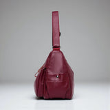 Sac bandoulière rouge femme avec surpiqûres de côté