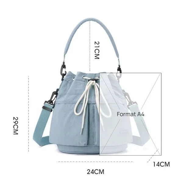 Sac bandoulière seau bleu ciel dimensions