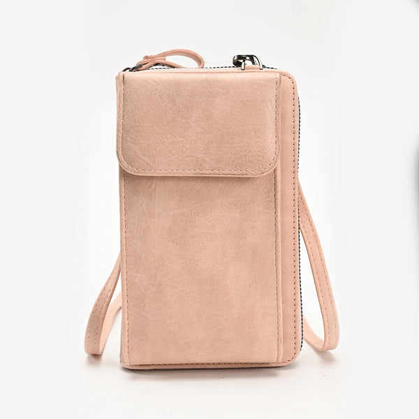 Sac bandoulière pour téléphone et porte-monnaie rose