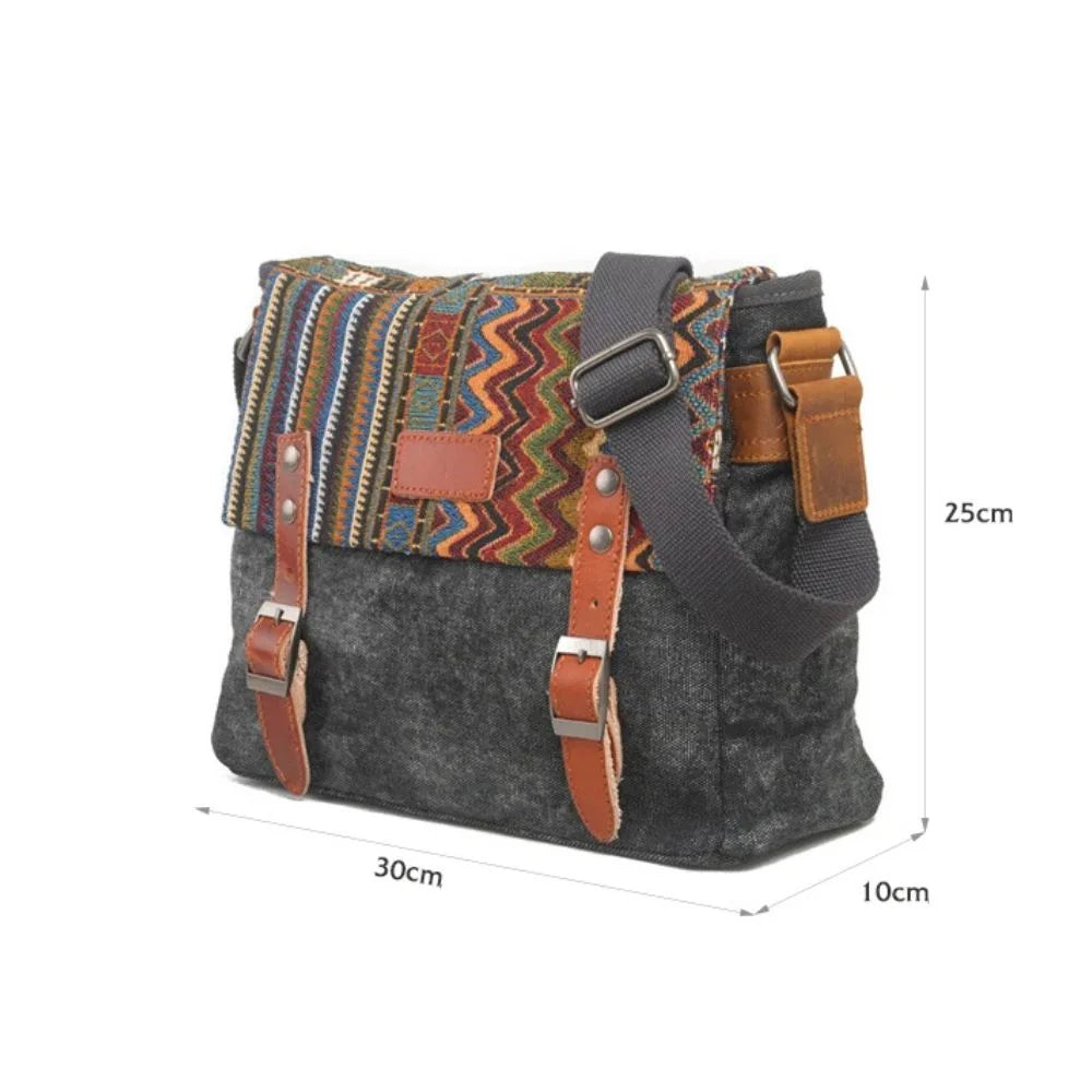 Sac bandoulière tissu ethnique dimensions