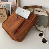 Sac bandoulière velours poche avant