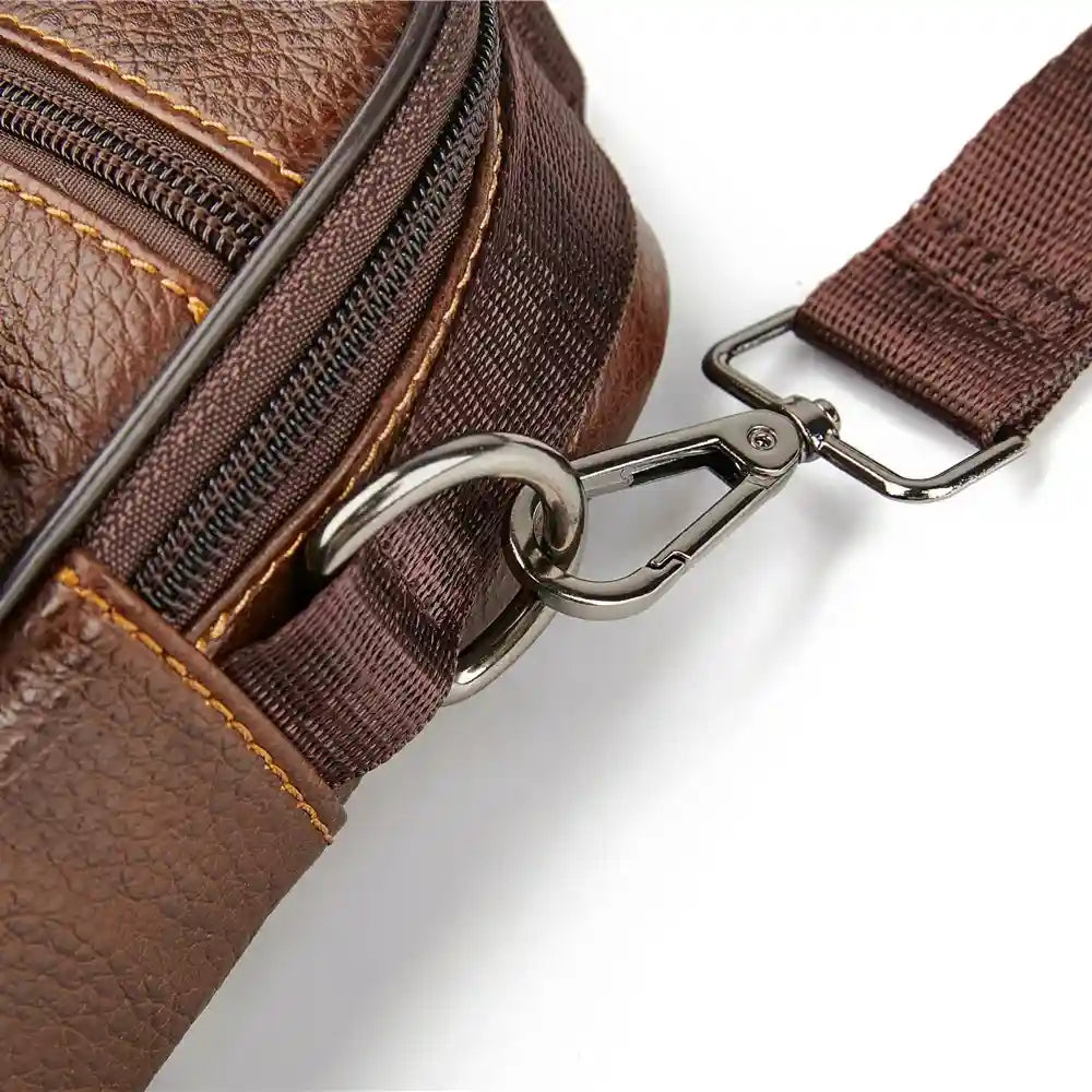 Sac bandoulière en véritable cuir marron attache sangle