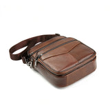 Sac bandoulière en véritable cuir marron dessous