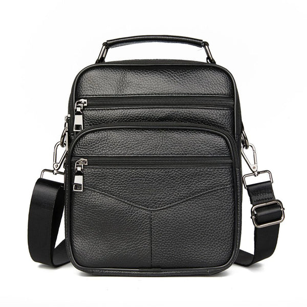 Sac bandoulière en véritable cuir noir