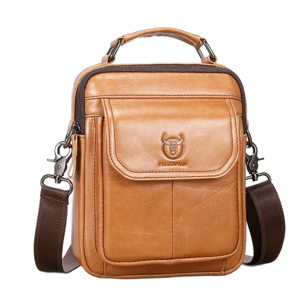 Sac bandoulière vintage en cuir véritable camel