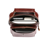 Sac bandoulière vintage en cuir véritable marron intérieur