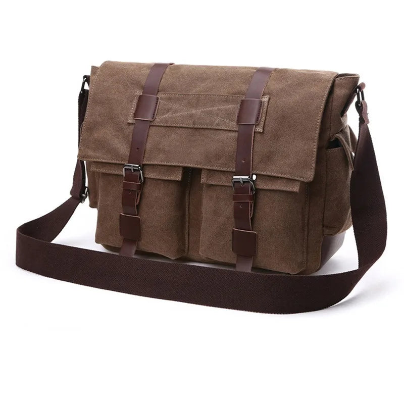 Sac en bandoulière vintage marron, vue de trois quarts