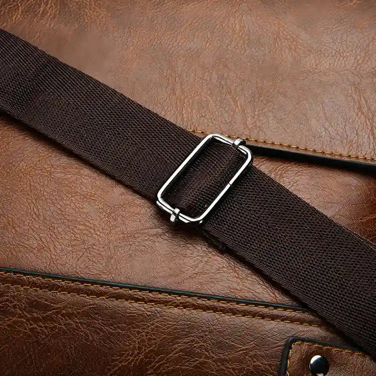 Sac besace en similicuir pour homme marron bandoulière