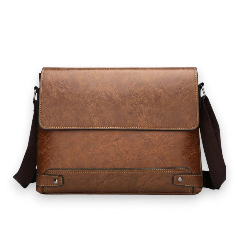 Sac besace en similicuir pour homme marron de face