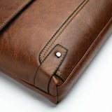 Sac besace en similicuir pour homme marron détails cuir