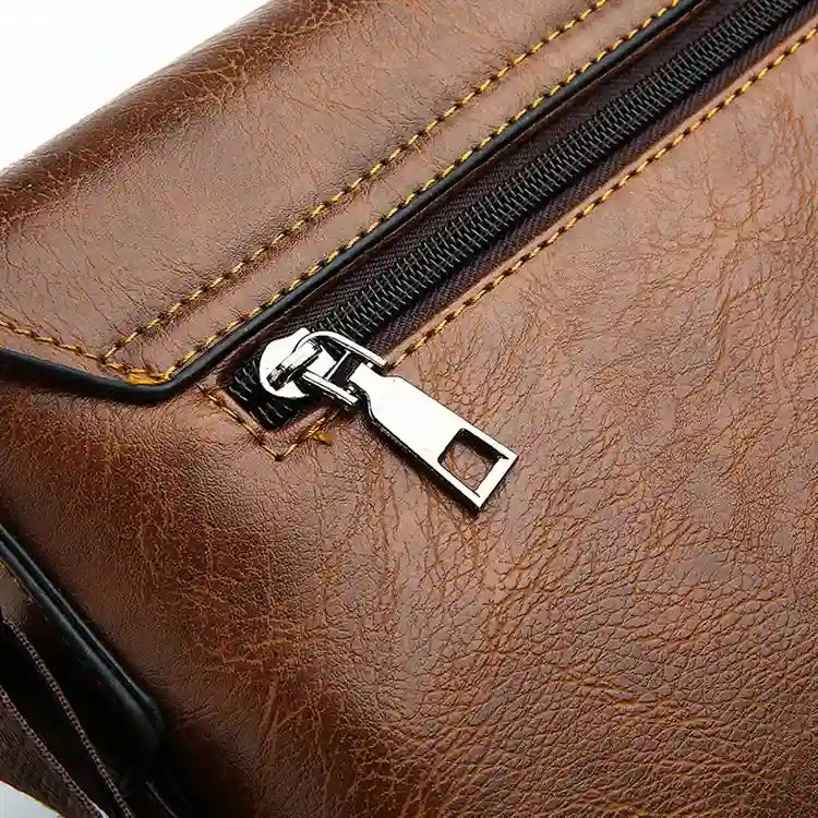 Sac besace en similicuir pour homme marron fermeture