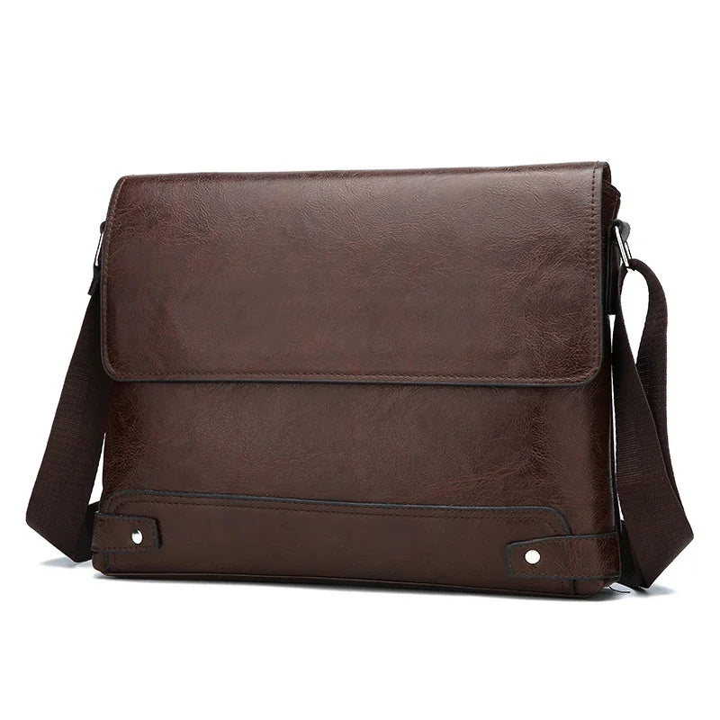 Sac besace en similicuir pour homme marron foncé
