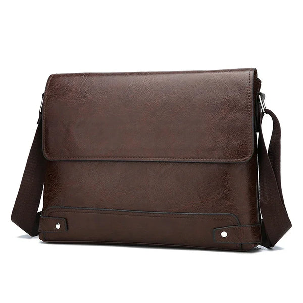 Sac besace en similicuir pour homme marron foncé