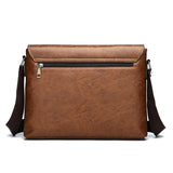 Sac besace en similicuir pour homme marron poche arrière