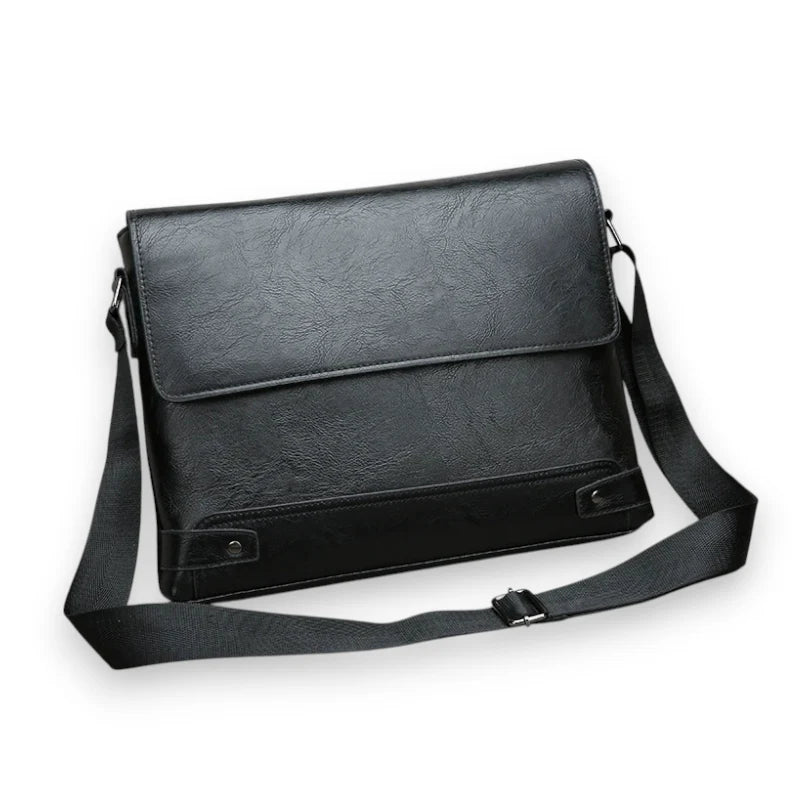 Sac besace en similicuir pour homme noir bandoulière