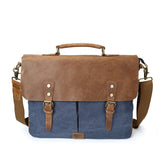Sac besace homme en toile et cuir bleu
