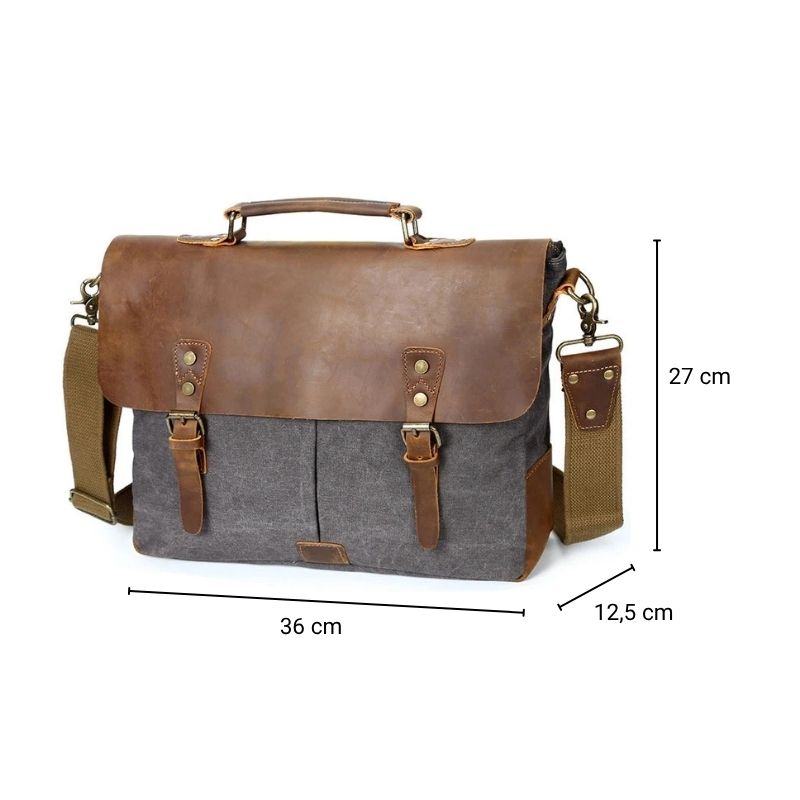 Sac besace homme en toile et cuir dimensions
