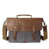 Sac besace homme en toile et cuir gris
