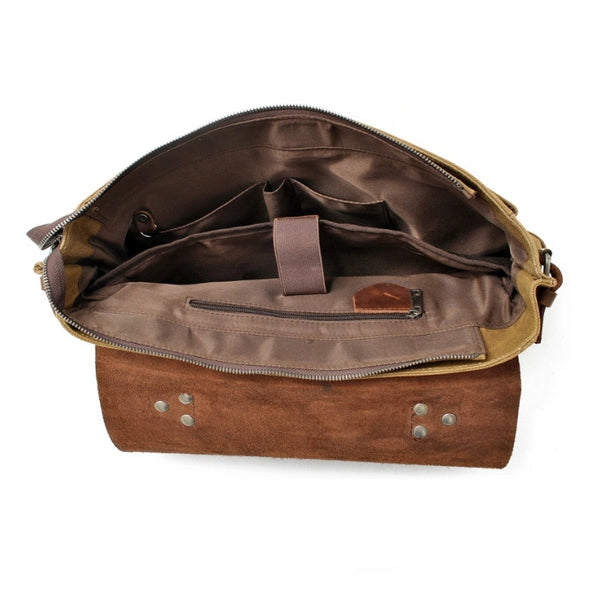 Sac besace homme en toile et cuir intérieur