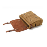 Sac besace homme en toile et cuir, poches avant